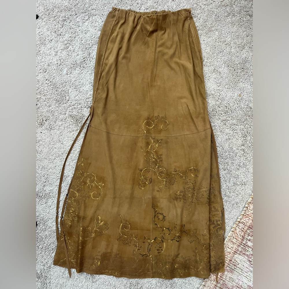 Free people Nigel Preston Hand-Painted Suede Maxi Skirt size small - Picture 2 of 4